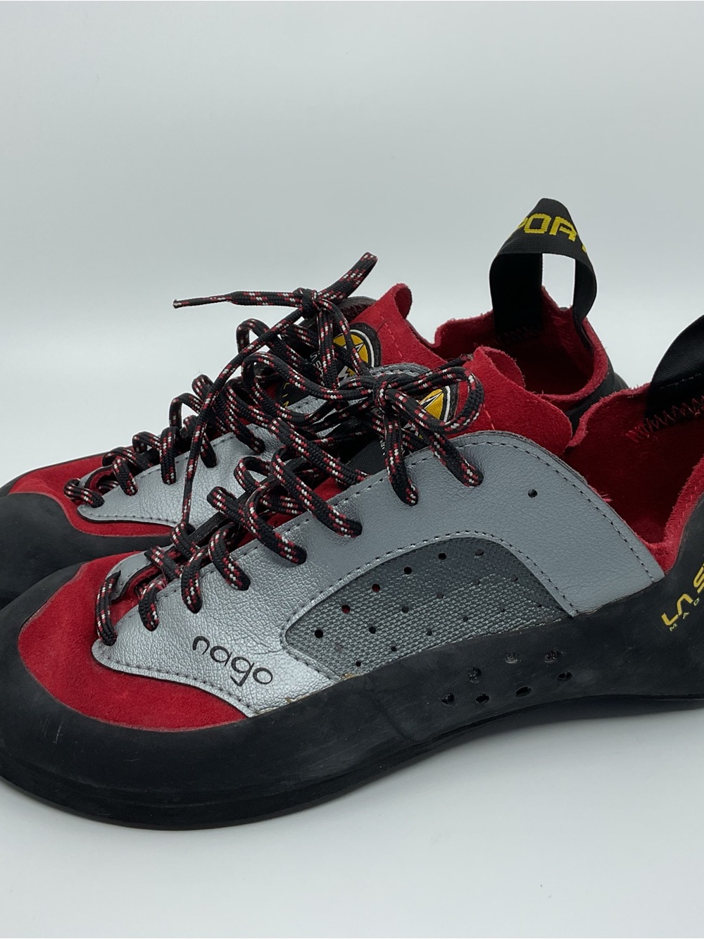 La Sportiva Nago Climbing Shoes in Red and Gray